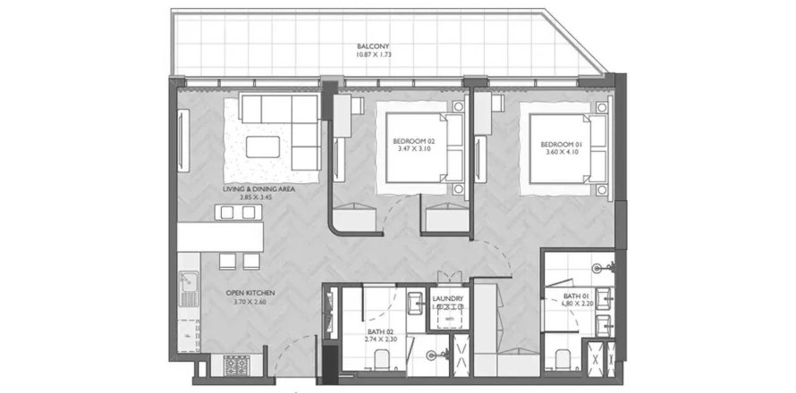 Квартира в The Collective в Dubai South (Dubai World Central), Дубай, ОАЭ 3 комнаты, 101.45м2 № 706182