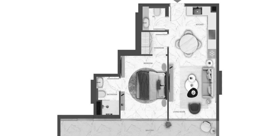 Floor plan «1BR», 1 bedroom, in Wadi Hills