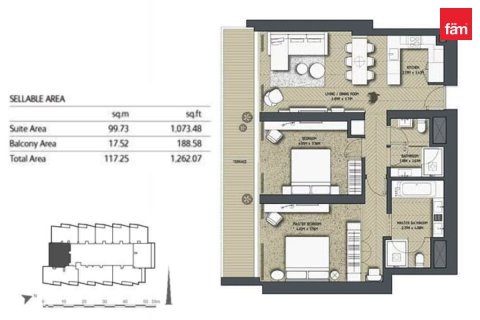 Leilighet til leie i Downtown Dubai (Downtown Burj Dubai), Dubai, Emiratene 2 soverom, 117.4 kvm Nr. 754987 - Foto 12