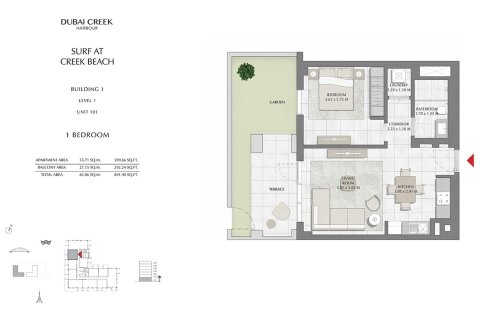 Apartamento en venta en Dubai Creek Harbour (The Lagoons), Dubai, EAU 1 dormitorio, 63 m2 № 728559 - foto 3