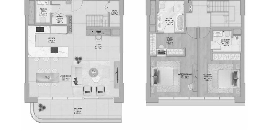 Apartment sa Fahid Beach Residences sa Al Fahid, Abu Dhabi, UAE 2 silid-tulugan, 152.55 sq.m. № 612942