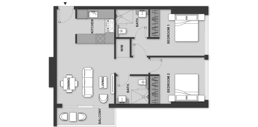Floor plan «2BR», 2 bedrooms, in MAISON ELYSEE 3