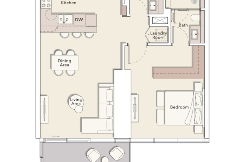 Apartament na sprzedaż w Dubai, ZEA 1 pokój, 48 mkw., nr 690257 - zdjęcie 8