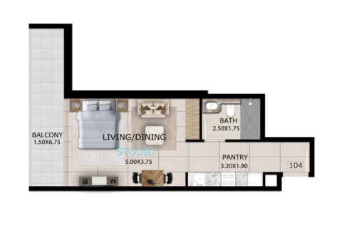 Apartment in Dubai, UAE 1 room, 37 sq.m. № 690285 - photo 5