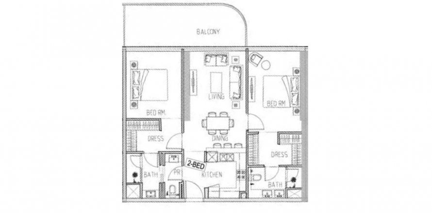 Byt v DAMAC BAY 2 v Dubai Harbour, SAE 2 ložnice, 102.19 m² Č.: 406779