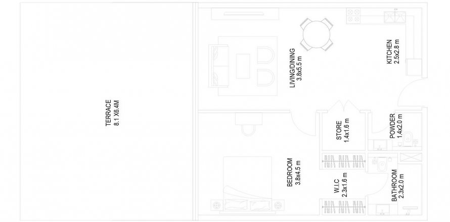 Appartement in Dubai Sports City, Dubai, VAE 1 slaapkamer, 120.68 vr.m. nr 515300