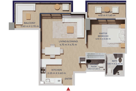 Apartman u Al Furjan, Dubai, UAE 1 spavaća soba, 77 m2 Br. 732376 - fotografija 6