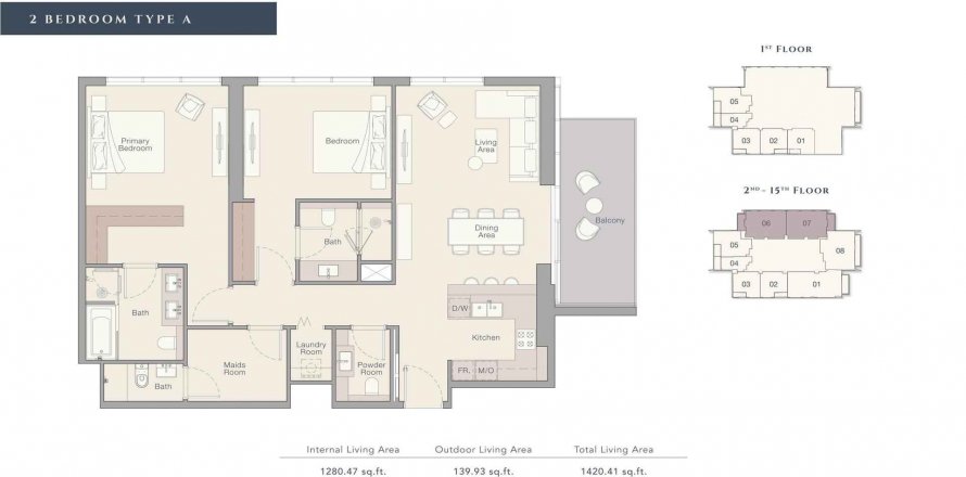 Business Bay, Dubai, BAE’de daire THE QUAYSIDE RESIDENCES 2 yatak odası, 131.9 m² No 260375