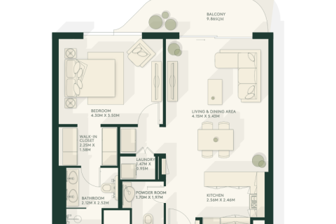 Dzīvoklis Yas Island, Abu Dhabijā, AAE 1 istaba, 39 m2 Nr. 732489 - attēls 7