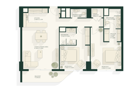 Dzīvoklis Yas Island, Abu Dhabijā, AAE 1 istaba, 39 m2 Nr. 732489 - attēls 8