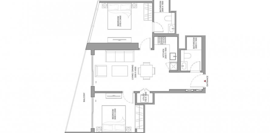 Korter asukohaga The Serene at Sobha Central asukohaga Dubai, AÜE: 2 magamistoaga, 79.8 m² Nr 630659