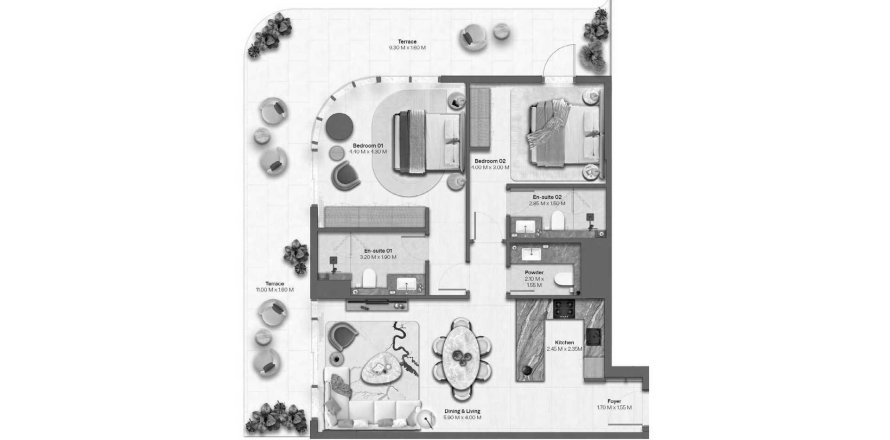 Lakás a Hado by Beyond lakóparkban itt: Dubai, EAE, 2 hálószoba, 137 m², azonosító: 685731