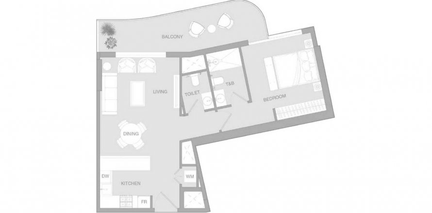 Apartmen di VERDAN1A 3 di Dubai Land, UAE 1 bilik tidur, 71.34 meter persegi № 630757