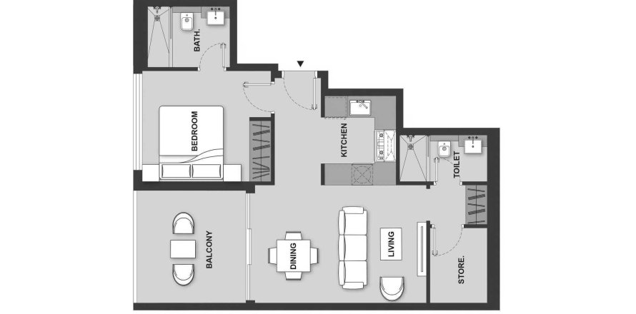 Apartemen di MAISON ELYSEE 3 di Jumeirah Village Circle, Dubai, UEA 1 kamar tidur, 61.69 m2 nomor 573873