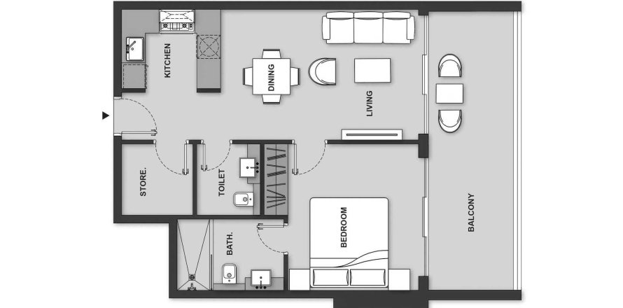 Floor plan «1BR», 1 bedroom, in MAISON ELYSEE 3