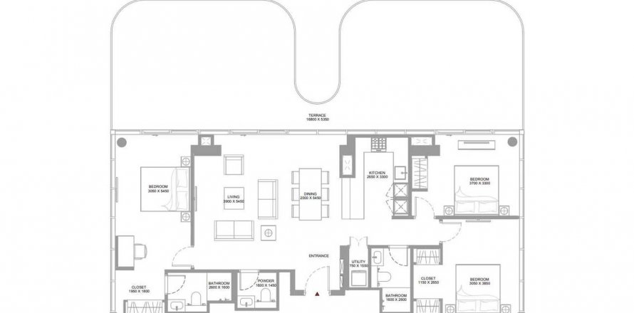 Floor plan «3 bedrooms», 3 bedrooms, in Canalside Marina Residences