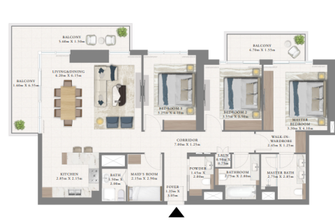 Apartemen di Dubai Marina, UEA 1 kamar tidur, 73 m2 nomor 704532 - foto 12