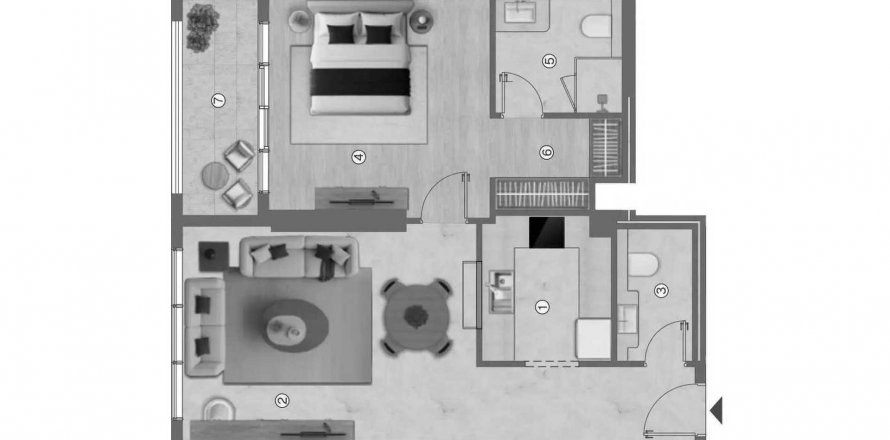 Apartman u Ramada Residences by Wyndham u Dubai Design District, UAE 75.31 m2, 1 spavaća soba Br. 640122