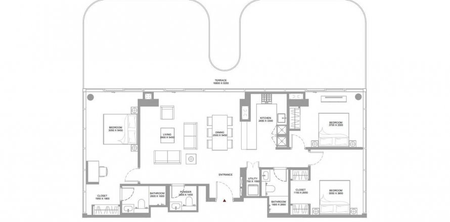 Floor plan «3BR», 3 bedrooms, in Pearlside Marina Residences