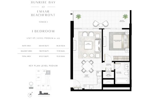 Dubai Harbour, Dubai, UAE의 판매용 아파트 침실 1개, 67제곱미터 번호 704939 - 사진 11