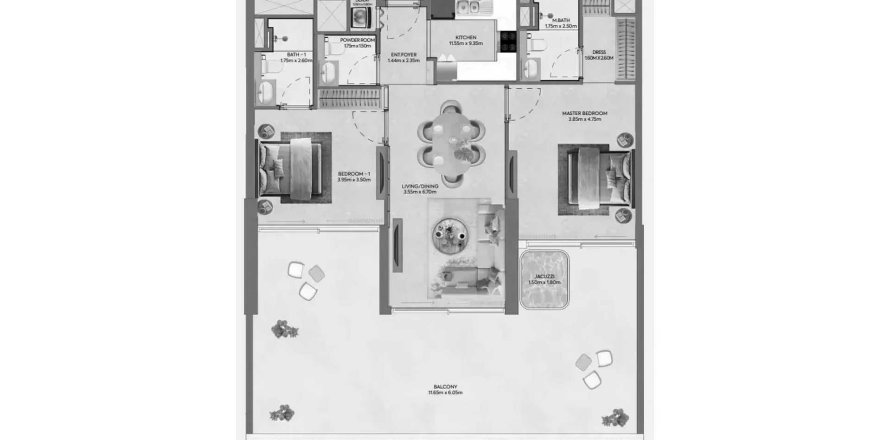 Apartemen di Hermina by Casagrand di Dubai, UEA 2 kamar tidur, 153.48 m2 nomor 713509
