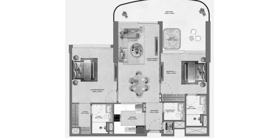 Apartment sa Hermina by Casagrand sa Dubai, UAE 2 silid-tulugan, 115.2 sq.m. № 713508