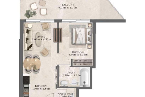Apartman u gradu Al Marjan Island, Ras Al Khaimah, UAE 1 soba Br. 690107 - Slika 6