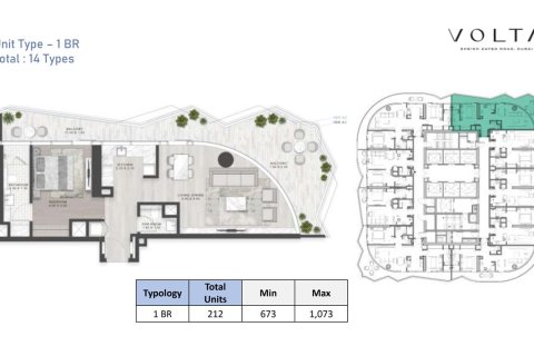 Apartmen di VOLTA RESIDENCES di Downtown Dubai (Downtown Burj Dubai), UAE 1 bilik tidur, 63 meter persegi № 704899 - foto 6