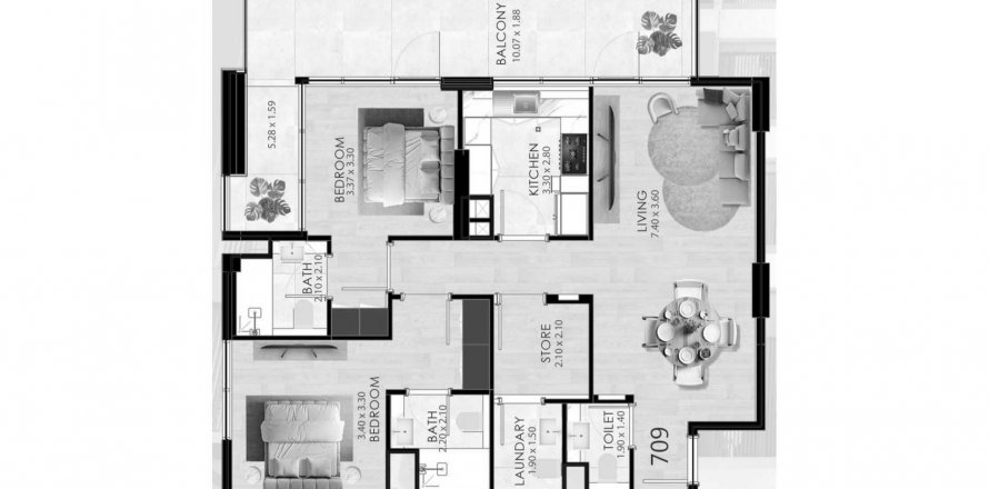 Пәтер 08 Life Residences, International City, Дубай, БАӘ-да 2 жатын бөлмелер, 123.46 м² № 641771