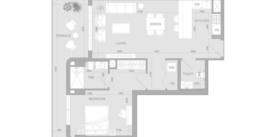 Floor plan «1BR», 1 bedroom, in S1LV1ANA Park