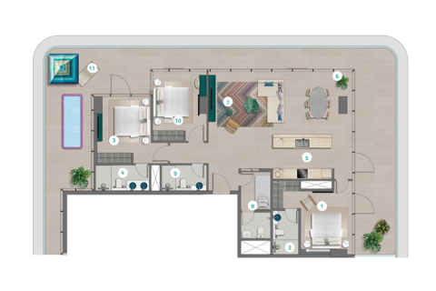 Apartemen di Al Marjan Island, Ras Al Khaimah, UEA 1 kamar tidur, 61 m2 nomor 690156 - foto 6