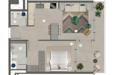 Apartemen di Al Marjan Island, Ras Al Khaimah, UEA 1 kamar tidur, 61 m2 nomor 690156 - foto 4