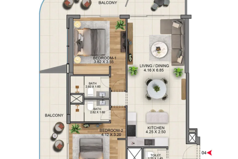 Huoneisto Jumeirah Lake Towers, Dubai, Arabiemiraatit 1 makuuhuone, 83 m2 № 690110 - kuva 11