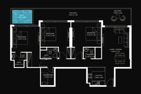 Apartmen di Jumeirah Lake Towers, Dubai, UAE 1 bilik, 39 meter persegi № 732781 - foto 6