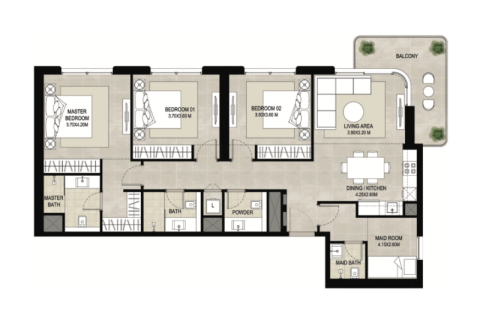 Apartament na sprzedaż w Town Square, Dubai, ZEA 1 sypialnia, 61 mkw., nr 732532 - zdjęcie 7