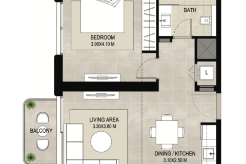 Apartament na sprzedaż w Town Square, Dubai, ZEA 1 sypialnia, 61 mkw., nr 732532 - zdjęcie 5
