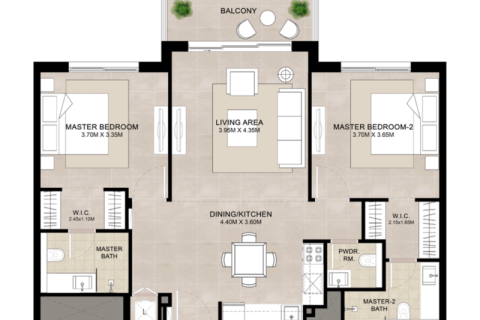 Apartman u Town Square, Dubai, UAE 1 spavaća soba, 56 m2 Br. 732531 - fotografija 6