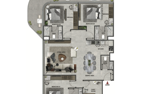 Apartmen di Dubai, UAE 1 bilik tidur № 690037 - foto 6