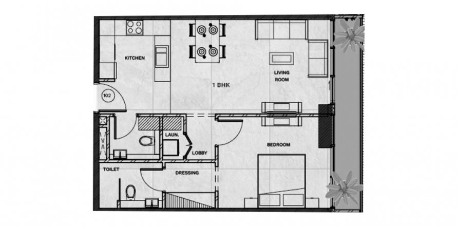 Floor plan «1BR», 1 bedroom, in Gateway by Premier Choice