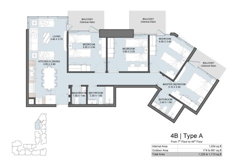 Apartman u VISTA 3 u gradu Al Reem Island, Abu Dhabi, UAE 1 spavaća soba, 53 m2 Br. 728619 - Slika 12