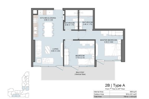 Apartman u VISTA 3 u gradu Al Reem Island, Abu Dhabi, UAE 1 spavaća soba, 53 m2 Br. 728619 - Slika 8