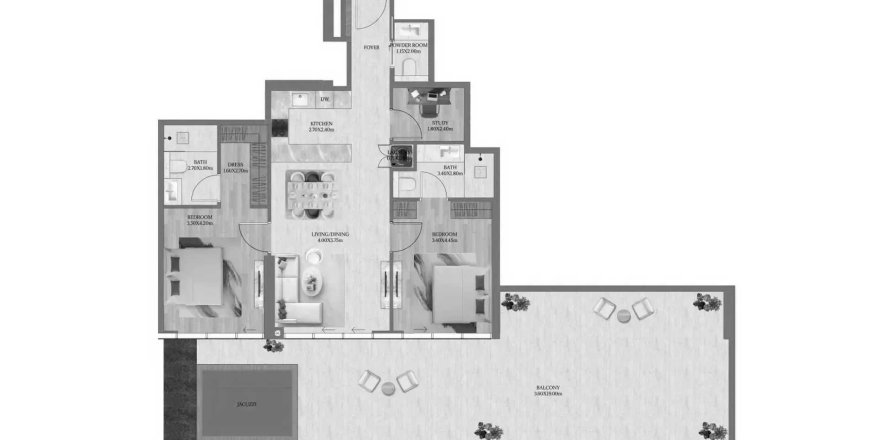 Floor plan «2BR», 2 bedrooms, in Maravea Residences