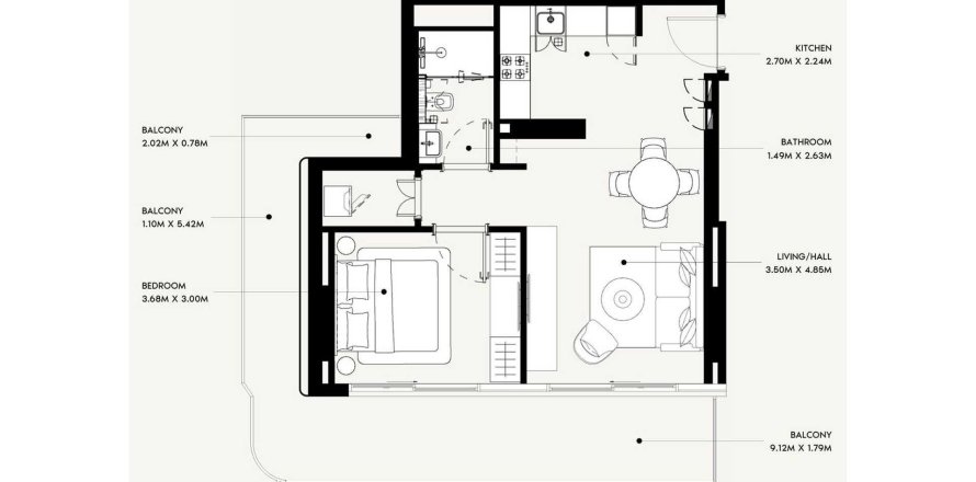 Appartement in Al Jaddaf, Dubai, VAE 1 slaapkamer, 80.1 vr.m. nr 634021