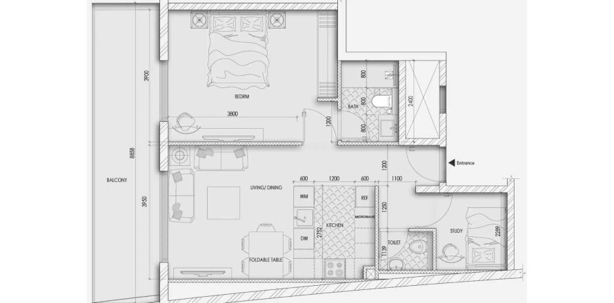 阿联酋 Dubai Jumeirah Village Triangle 公寓 ALTAI TOWER  1 卧, 84.81 平方米 , 编号 700301