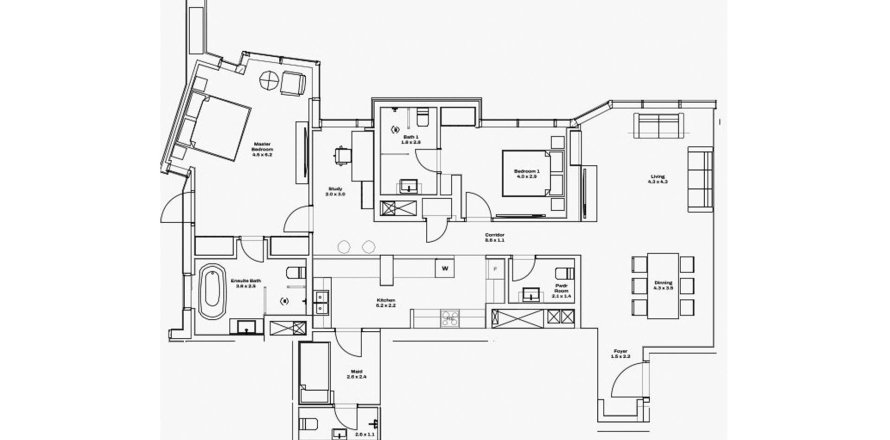 Apartament în Al Reem Island, Abu Dhabi, EAU 2 dormitoare, 152.8 mp.  №760052