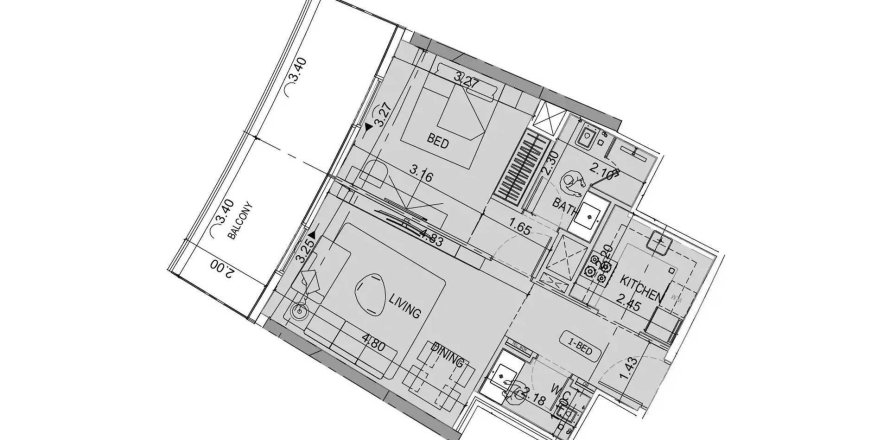 Byt v Binghatti Skyflame v Majan, Dubai, SAE 1 ložnice, 78.26 m² Č.: 700335