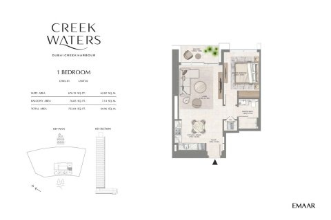 Wohnung zum Verkauf in Dubai Creek Harbour (The Lagoons), Dubai, VAE 1 Schlafzimmer, 70 m2 Nr. 704945 - Foto 9