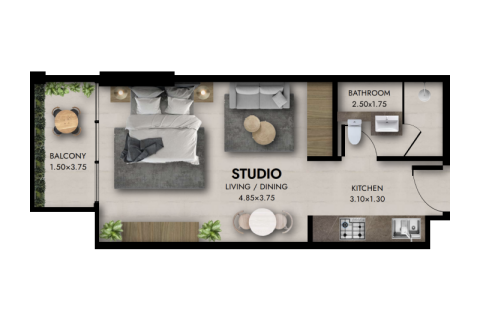 Wohnung zum Verkauf in Jumeirah Village Circle, Dubai, VAE 1 Zimmer, 37 m2 Nr. 732711 - Foto 4