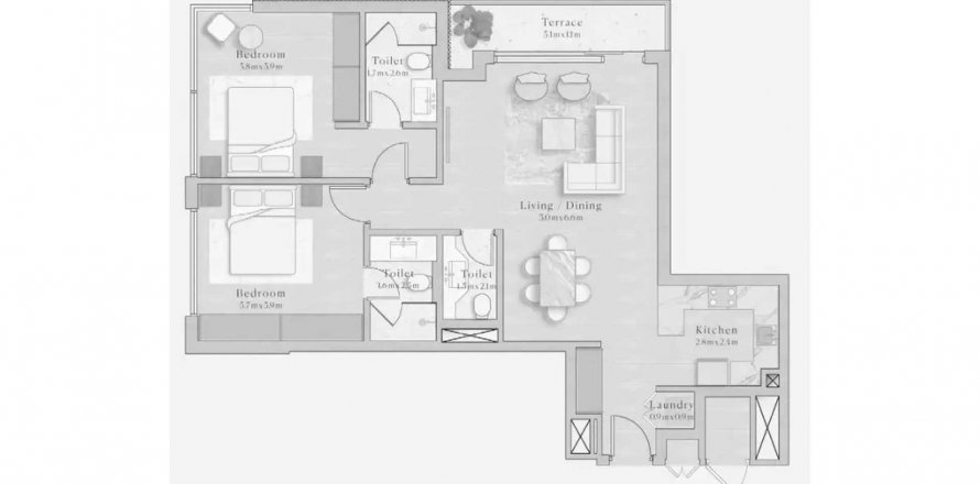 Пәтер Emerge Residences, Nadd Al Sheba, Дубай, БАӘ-да 2 жатын бөлмелер, 99.59 м² № 637876