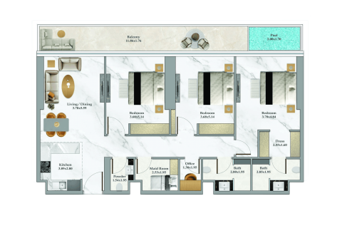 Dzīvoklis Bayz 102 Business Bay, Dubaijā, AAE 1 istaba, 34 m2 Nr. 704866 - attēls 21